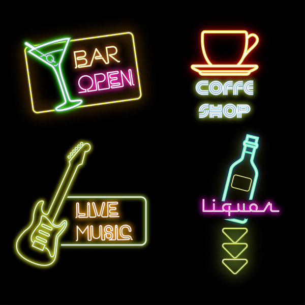 Download Bar with coffee house and music sign vector Free vector in ...