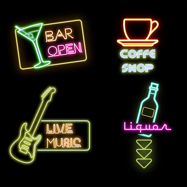 bar with coffee house and music sign vector 