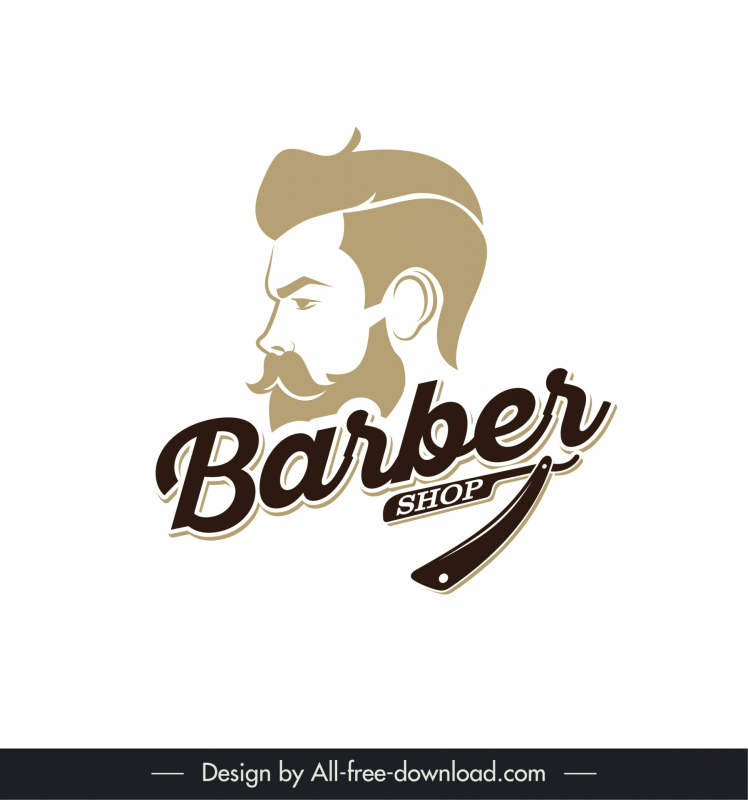 barbershop logo elegant flat man face