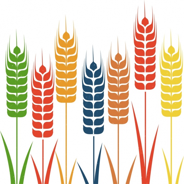 barley background colorful flat icons decoration 