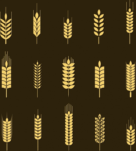 barley background yellow icons isolation