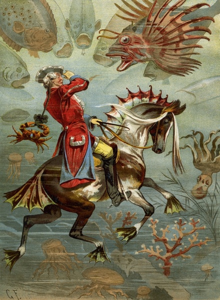 baron munchausen he rode on the seahorse tall tales