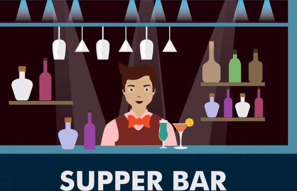bartender icon bright colored bar decoration