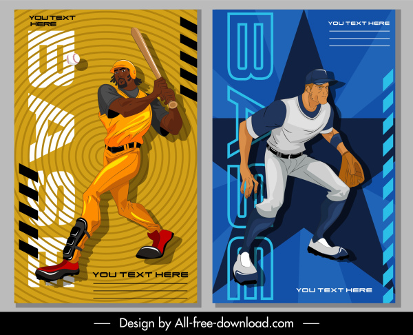 baseball sports banners player sketch dynamic cartoon design
