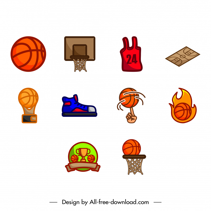 basketball icon sets flat classic symbols outline 