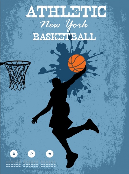 basketball poster athlete silhouette grunge splashing decor 