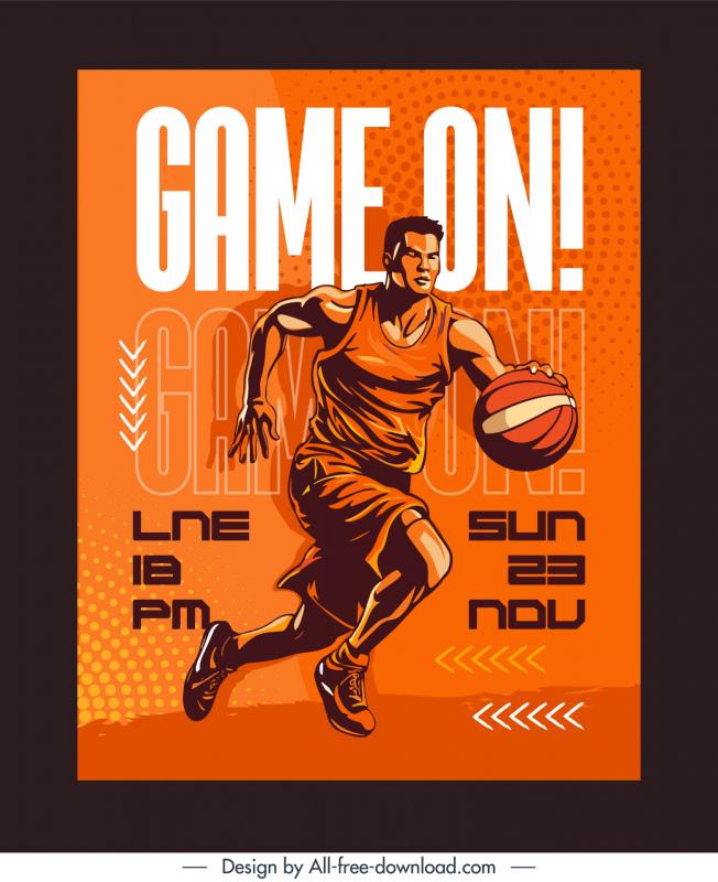 basketball poster template dynamic cartoon 