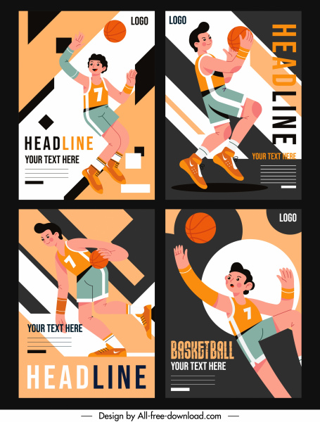 basketball poster templates dynamic design cartoon character