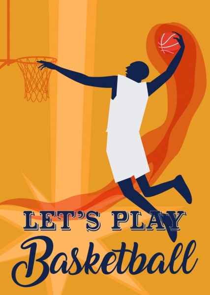basketball promotion banner powerful player silhouette design