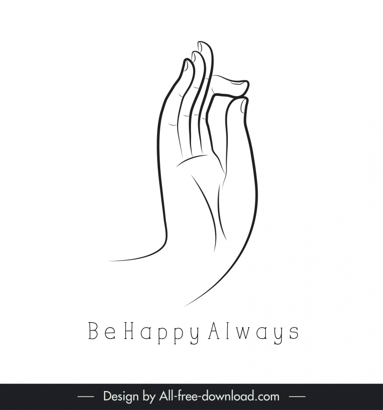 be happy always quotation poster handdrawn buddha hand sketch