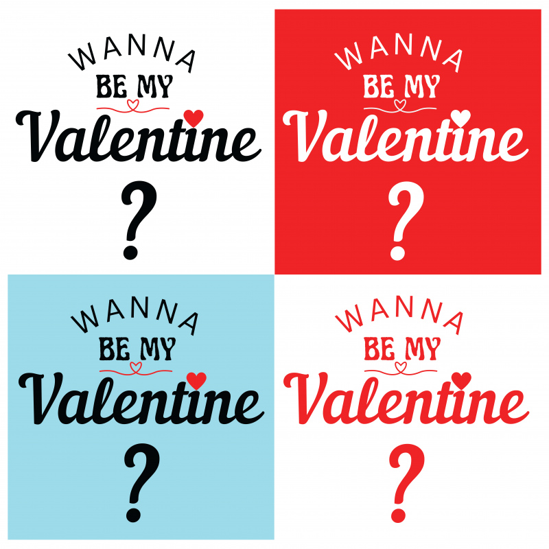 be my valentines design elements flat texts hearts question mark