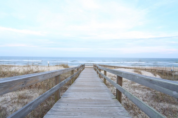 beach boardwalk calm coast dunes horizon lake 