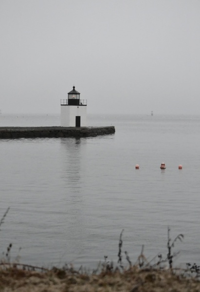 beach boat coast fog harbor harbour lake lighthouse