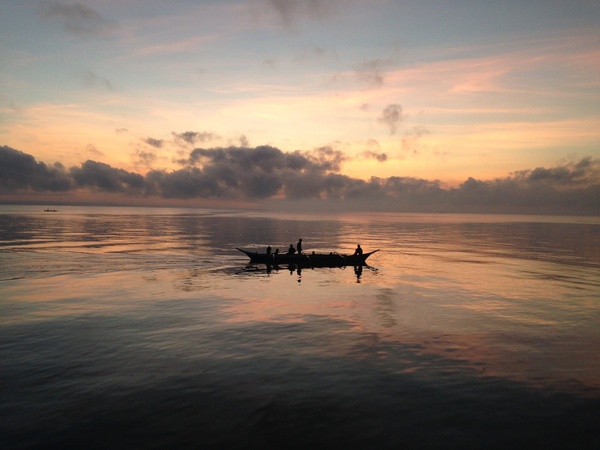 beach boat dawn dusk evening fisherman lake