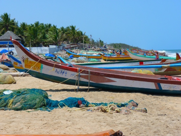 beach boats colorful