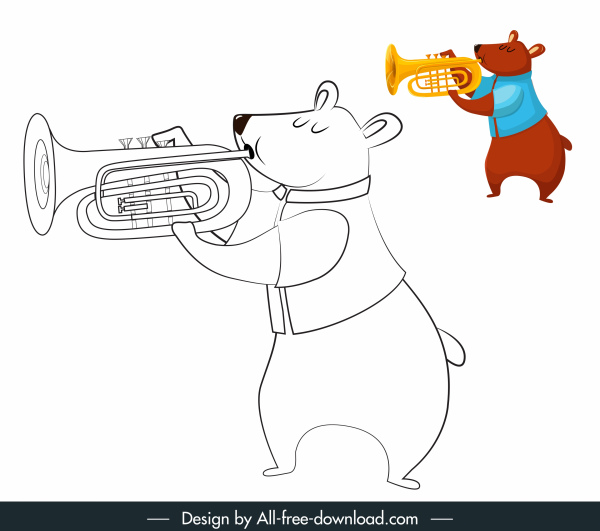 bear icon funny stylized sketch handdrawn cartoon