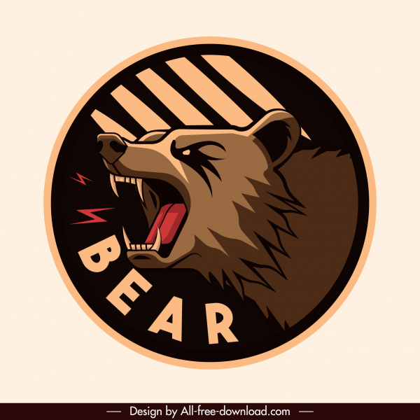 bear label template fierce emotion classical design