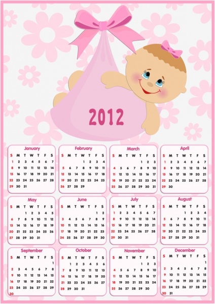 beautiful 2012 calendar 01 vector 