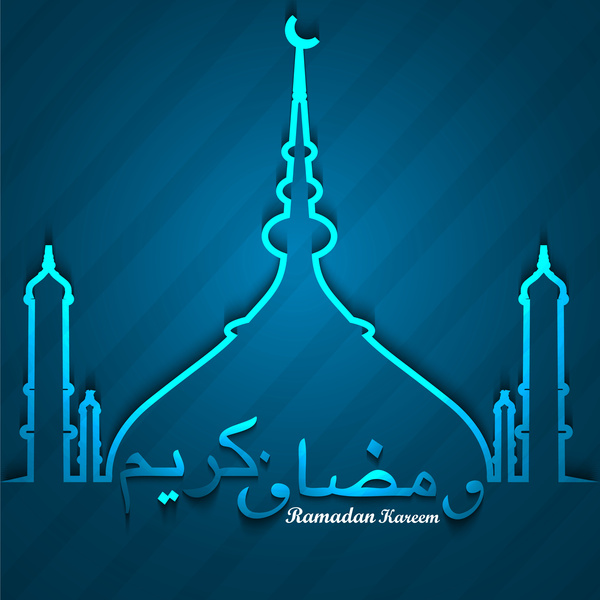 beautiful arabic islamic ramadan kareem calligraphy text colorful vector