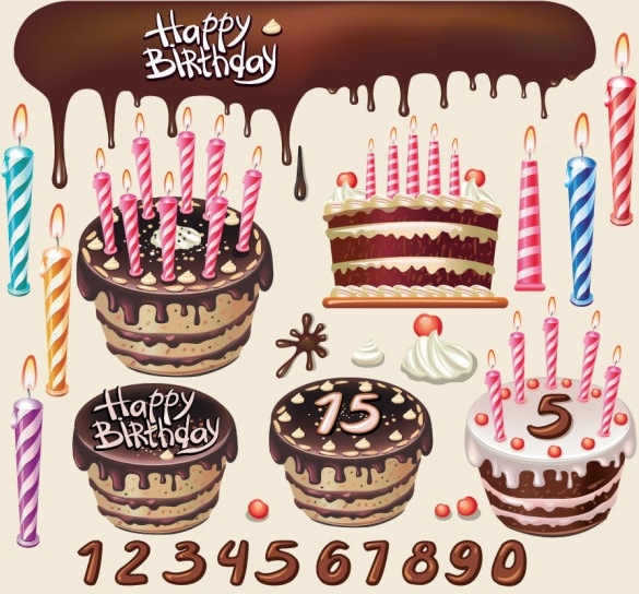 beautiful birthday cake theme vector