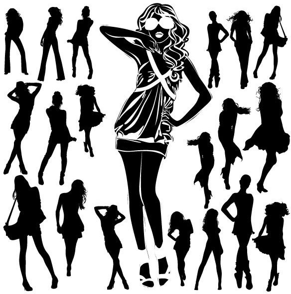 beautiful black and white silhouette 01 vector