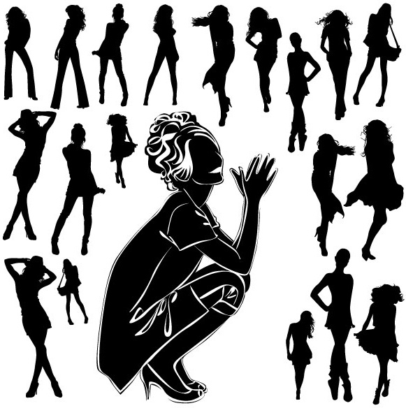 beautiful black and white silhouette 05 vector
