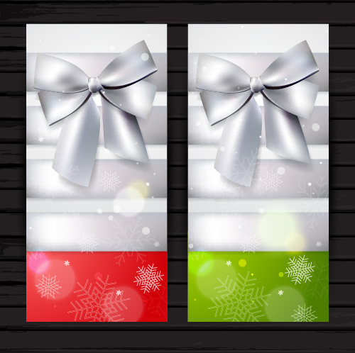 beautiful bow with christmas holiday cards vector