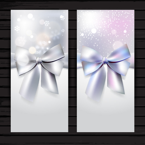 beautiful bow with christmas holiday cards vector