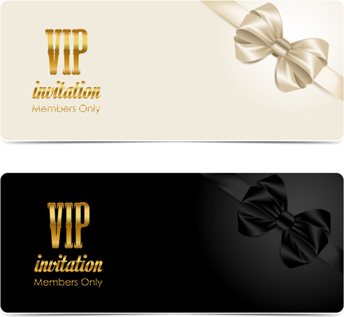 beautiful bow with vip invitation card vector 