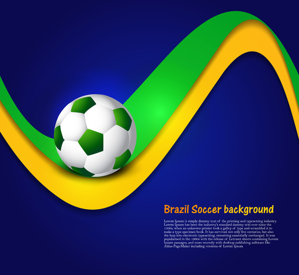 beautiful brazil colors concept wave colorful soccer ball background illustration
