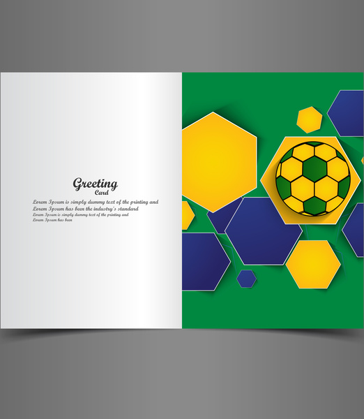 beautiful brazil colors concept wave colorful soccer ball greeting card presentation vector illustration