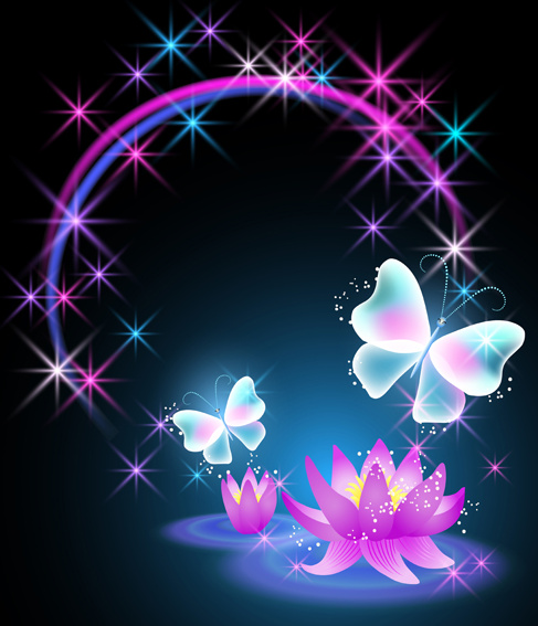 beautiful butterflies with flowers vector background