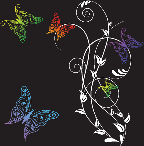 beautiful butterfly elements background vector 