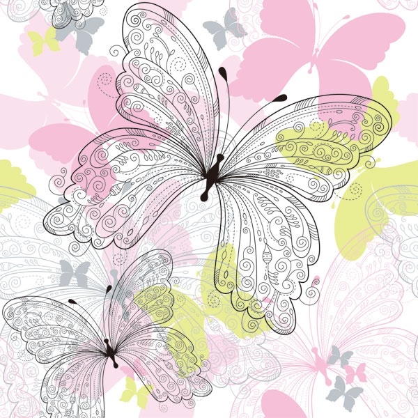 beautiful butterfly pattern 02 vector