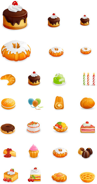 beautiful cakes icon vector graphics