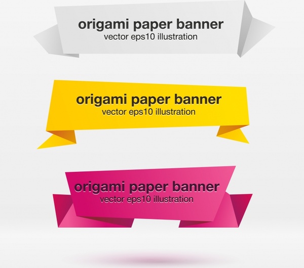 ribbon banner templates colored modern 3d origami shapes