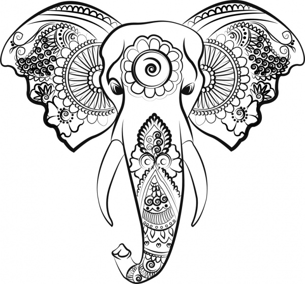 Download Beautiful elephant line art vector Free vector in Adobe ...