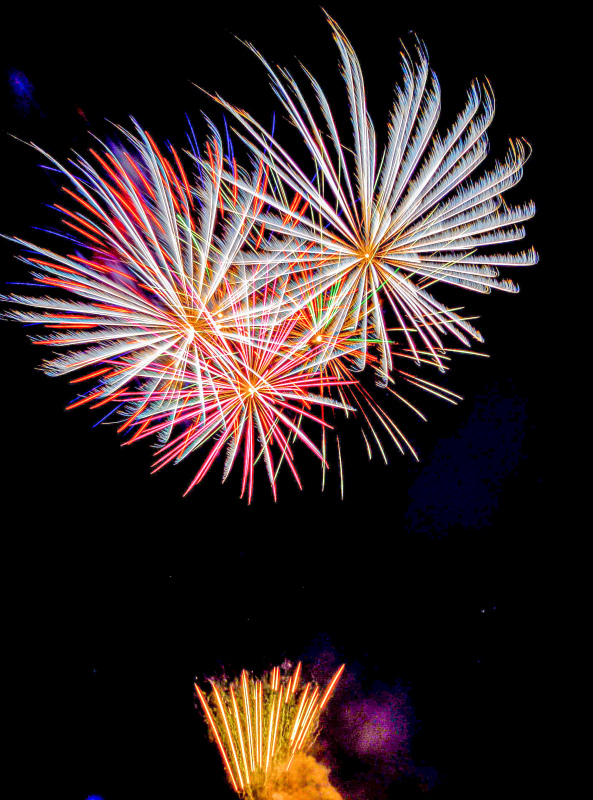 beautiful fireworks scene picture contrast sky night 