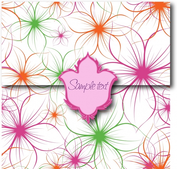 sealed card template modern colorful handdrawn petals decor