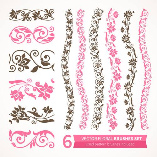 beautiful floral seamless borders vector set