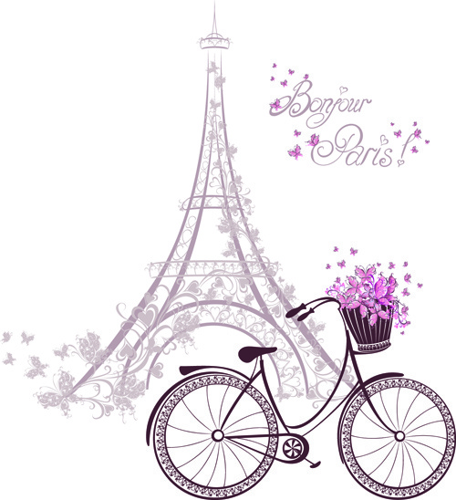 beautiful floral with france symbols vector