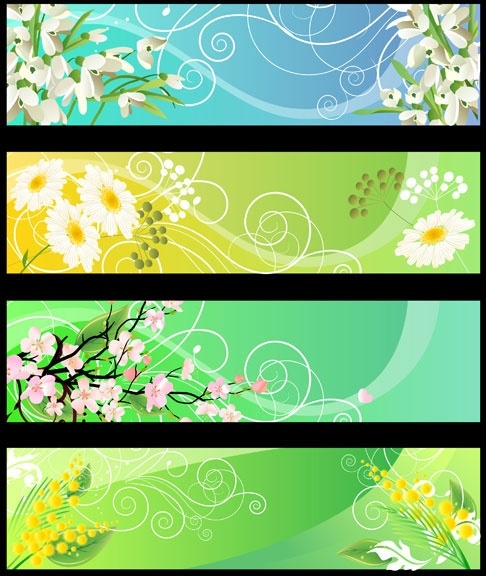 beautiful flower banner 01 vector