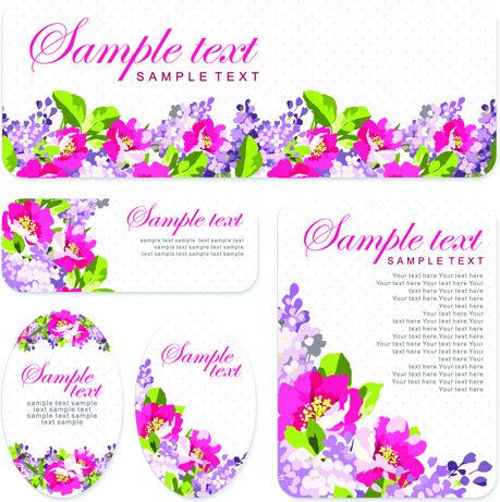 beautiful flower cards kit vector