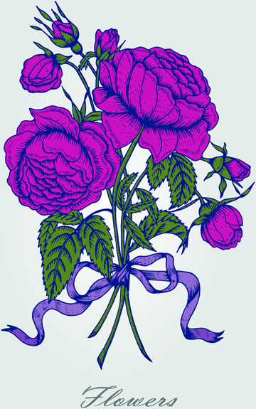 beautiful flower retro style vector graphics