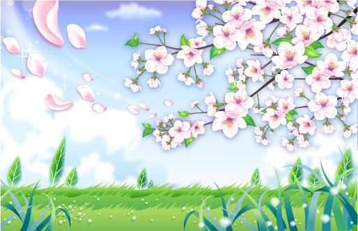 beautiful flower with nature landscapes background vector
