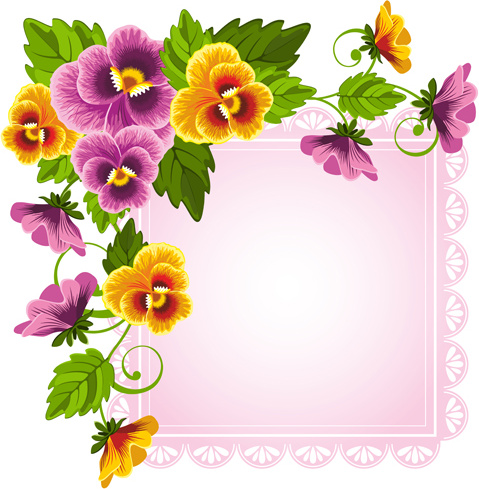 beautiful flower with pink paper background vector 