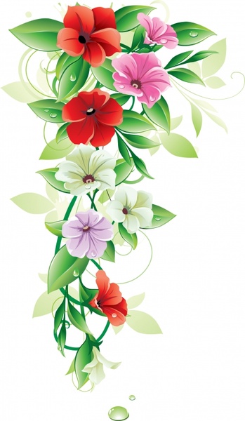 flowers background bright colorful modern design blooming sketch
