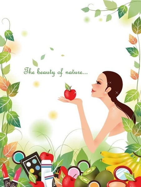 Beautiful Girl with Nature Background Vector Illustration