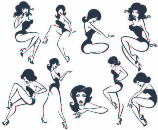 beautiful girls stylish elements vector 