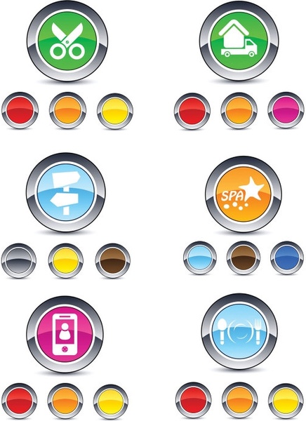 beautiful glossy round button icon vector web